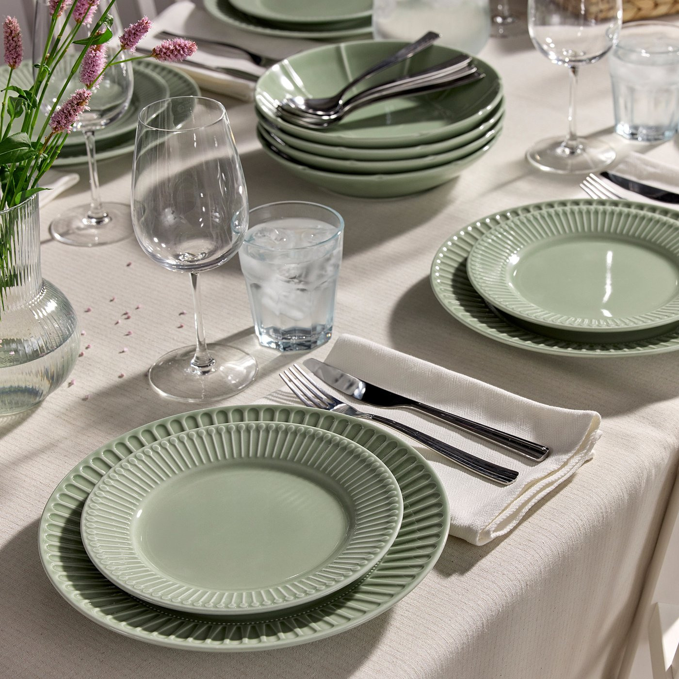 
STRIMMIG Plato, gres gris-verde claro, 27 cm
