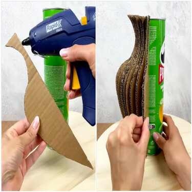 No lo sabía, pero si reutilizas el bote de patatas Pringles, puedes hacer este precioso jarrón como decoración del hogar  