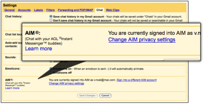 GMail Chat con soporte de AIM en algunas cuentas