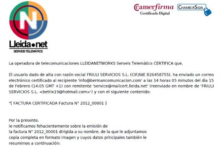 Lleida.net facilita ahora el envío certificado de facturas por email o SMS
