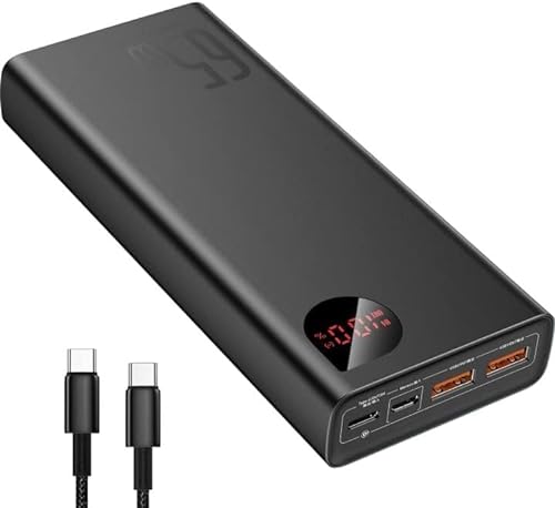 Baseus Power Bank, 65W Power Bank 20000mAh, Laptop Powerbank PD QC 4+, Baterías Externas de Teléfono USB-C Entrada y Salida, para Steam Deck Rog Ally MacBook, DELL, HP, Notebook, iPhone, Galaxy