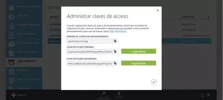 Datos de conexión a la StorageAccount en Azure