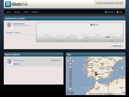 Globme, registro de eventos en una línea de tiempos
