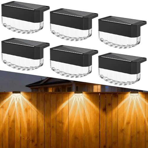 Pack x6 sylvwin Luces LED solares exteriores para escaleras, escalones, cercas, barandillas, patios y terrazas (blanco cálido)