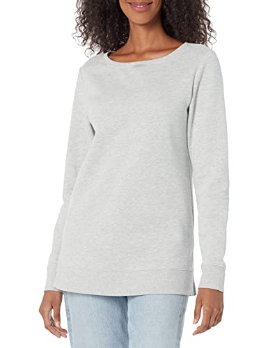 Amazon Essentials Sudadera Tipo Túnica de Forro Polar y Corte Holgado con Cuello Abierto Mujer, Gris Claro Mezcla, XL