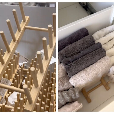 Este escurreplatos de Ikea cuesta cuatro duros y sirve para ordenar las toallas mejor que cualquier estantería 