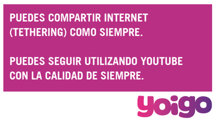 Yoigo escucha a los usuarios y rectifica: no habrá prohibición para el tethering ni peor calidad en vídeo