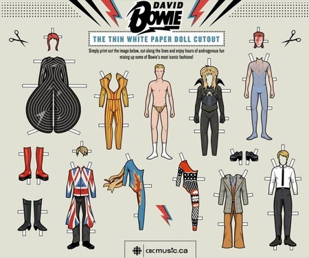 Jugar a los recortables con diseños inspirados en el artista David Bowie