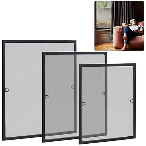 Aufun Mosquitera mosquitera mosquitera para ventanas, protección contra insectos sin taladrar y tornillos, con marco de aluminio, para oficina, dormitorio, cocina (80 x 100 cm, antracita)