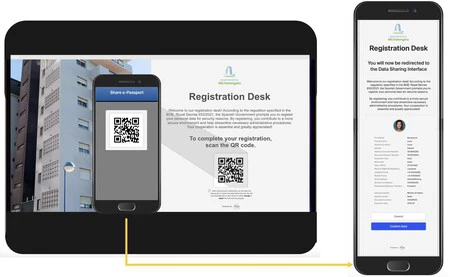 Registro en un hotel mediante un QR y la Cartera Digital Europea. Imagen de Sicpa