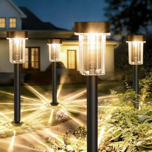 Auting Lámparas Solares Exterior Jardín 4 unidades Luz LED Cálida IP65