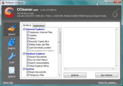 CCleaner 2.0 beta en un USB y compatible con Vista