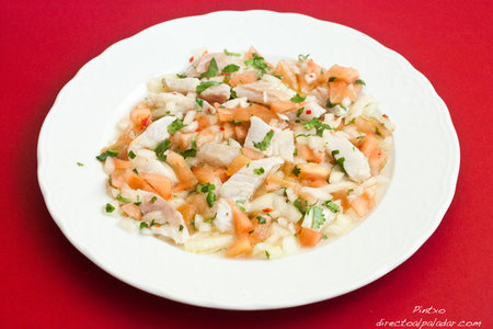 Ceviche de lubina y chile thai. Receta