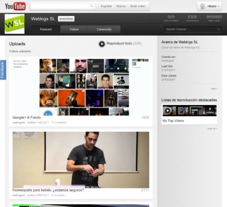youtube google cosmic panda interfaz diseño