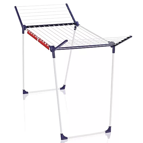 Leifheit Tendedero con Alas Pegasus 180 Solid, Tendedero de Ropa Plegable con Alas para Prendas Largas, Estable Tendedero Exterior e Interior