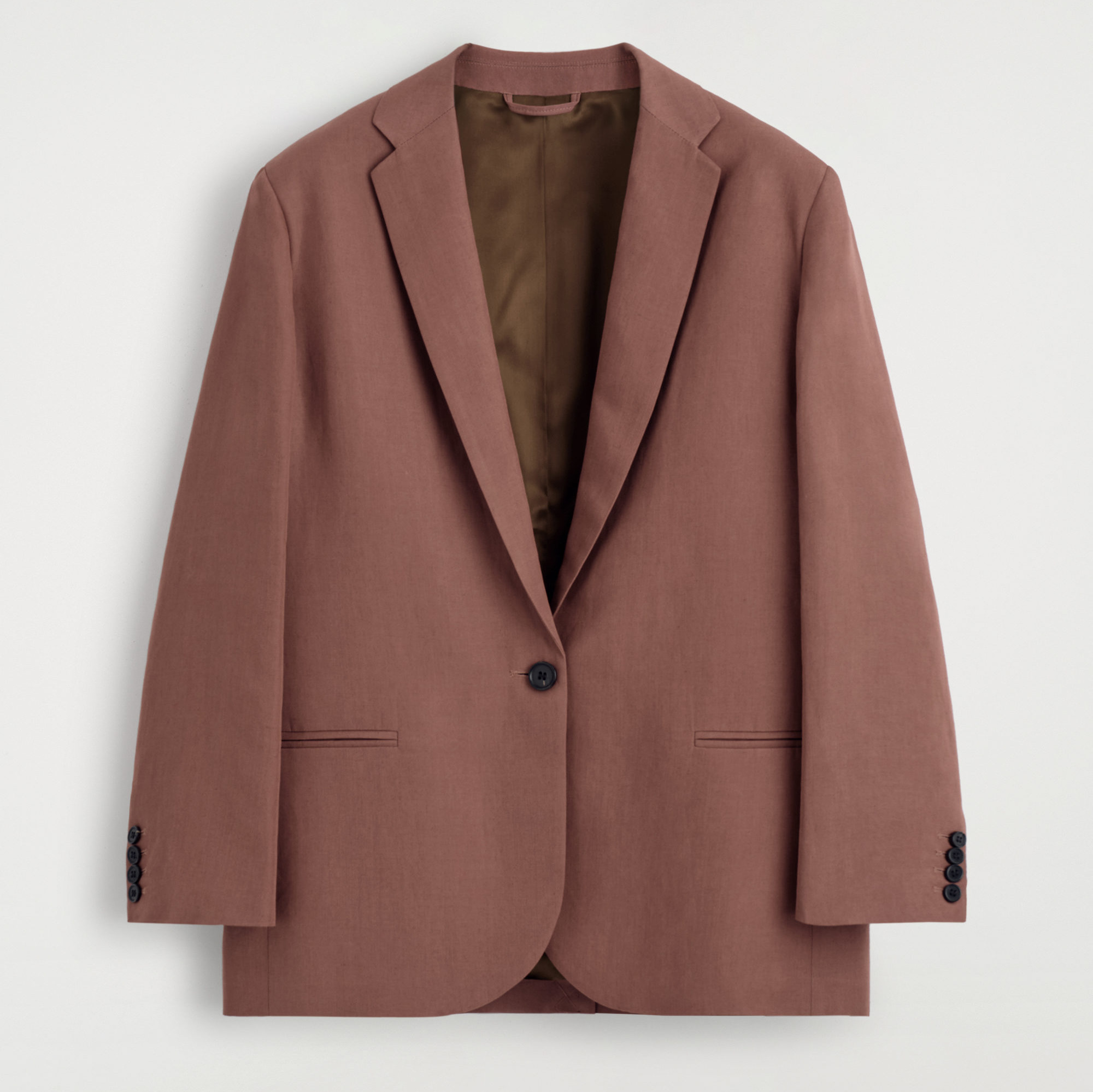 BLAZER DE MEZCLA LINO CON BOTONADURA SENCILLA