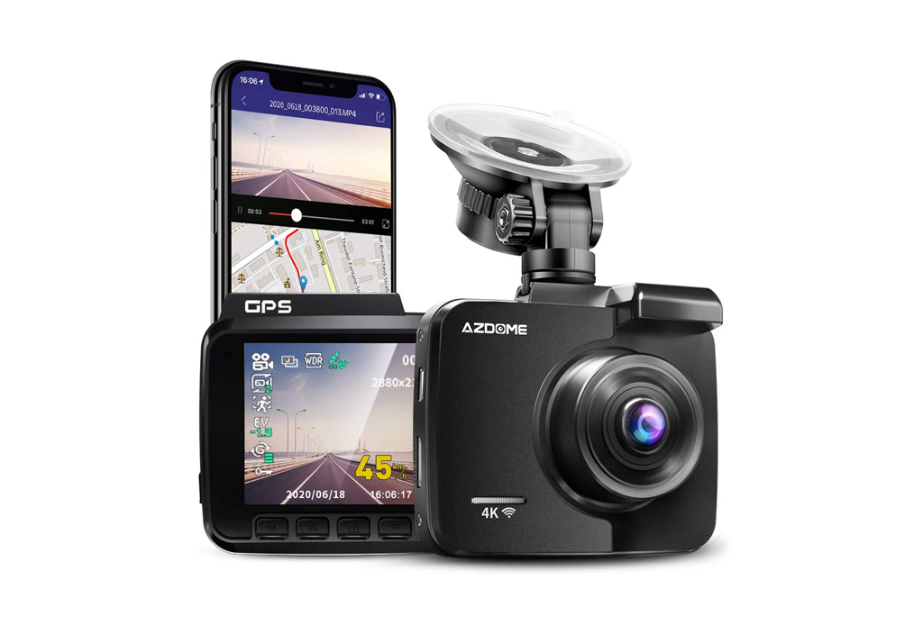 Cámara de Coche 4K 2160P con WIFI y GPS Dashcam Grabadora Ultra HD Dash Cam de Gran Ángulo 170° con G-sensor,Modo de Estacionamiento,Detección de Movimiento,Grabación de Bucle,Súper Visión Nocturna