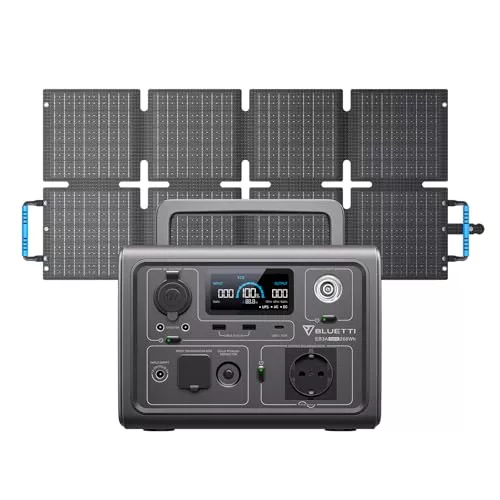BLUETTI EB3A Generador Solar con 60W Panel Solar (Enviar por Separado), Estación de Energía Portátil de 268Wh, Salida de CA de 600W (Pico de 1200W), Batería LiFePO4 para RV, Viajes, Cortes de Energía