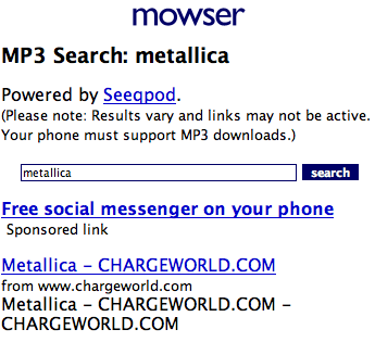 Mowser, con buscador de MP3