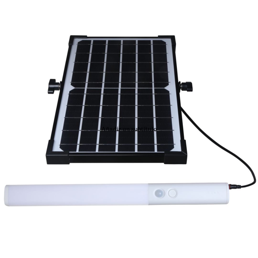 Regleta led 10w con panel solar y carga usb, portátil, sensor de movimiento y crepuscular
