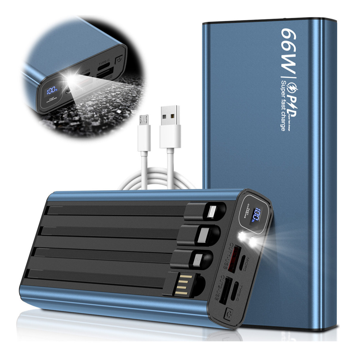 Power Bank 45000mah Batería Portátil Pila 66w Carga Rápida