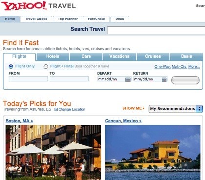 Yahoo! Travel añade recomendaciones personalizadas