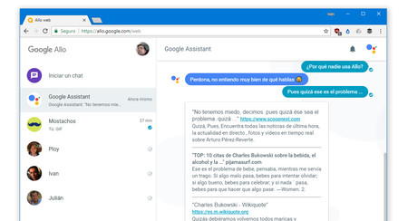 Allo para web funcionará sin necesidad de tener el móvil conectado