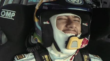 Neymar es una nena y lo demuestra en el Volkswagen Polo R WRC de Ogier