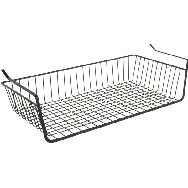 Cesta colgante de metal negro de 56x14x26 cm