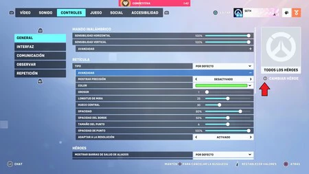 Overwatch 2 personalizar controles de cada personaje