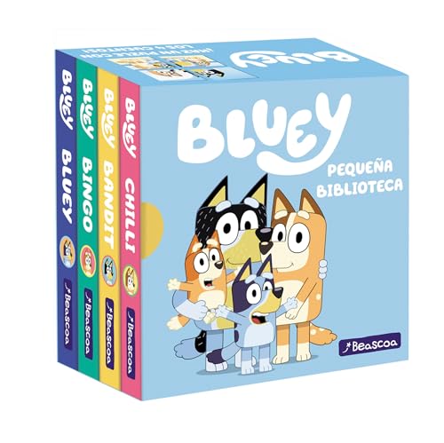 Bluey. Libro juguete - Pequeña biblioteca (edición en español) colección de cuatro mini-libros de cartón 