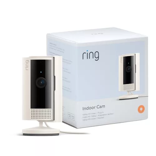 Ring Cámara interior (Indoor Camera 2.ª gen.) | Cámara de vigilancia wifi con enchufe para mascotas | Vídeo 1080p HD, comunicación bidireccional, cubierta de privacidad | 30 días gratis de Ring Home