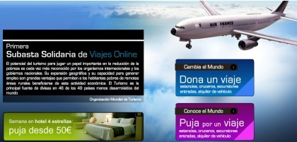 Subasta solidaria de viajes online