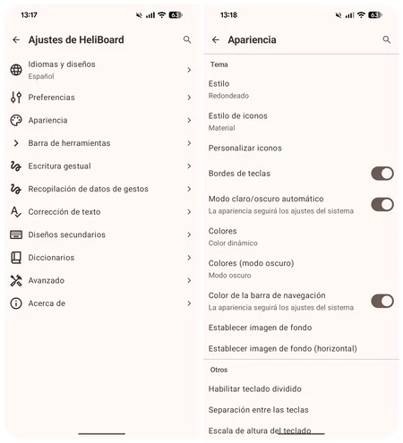 Heliboard Ajustes
