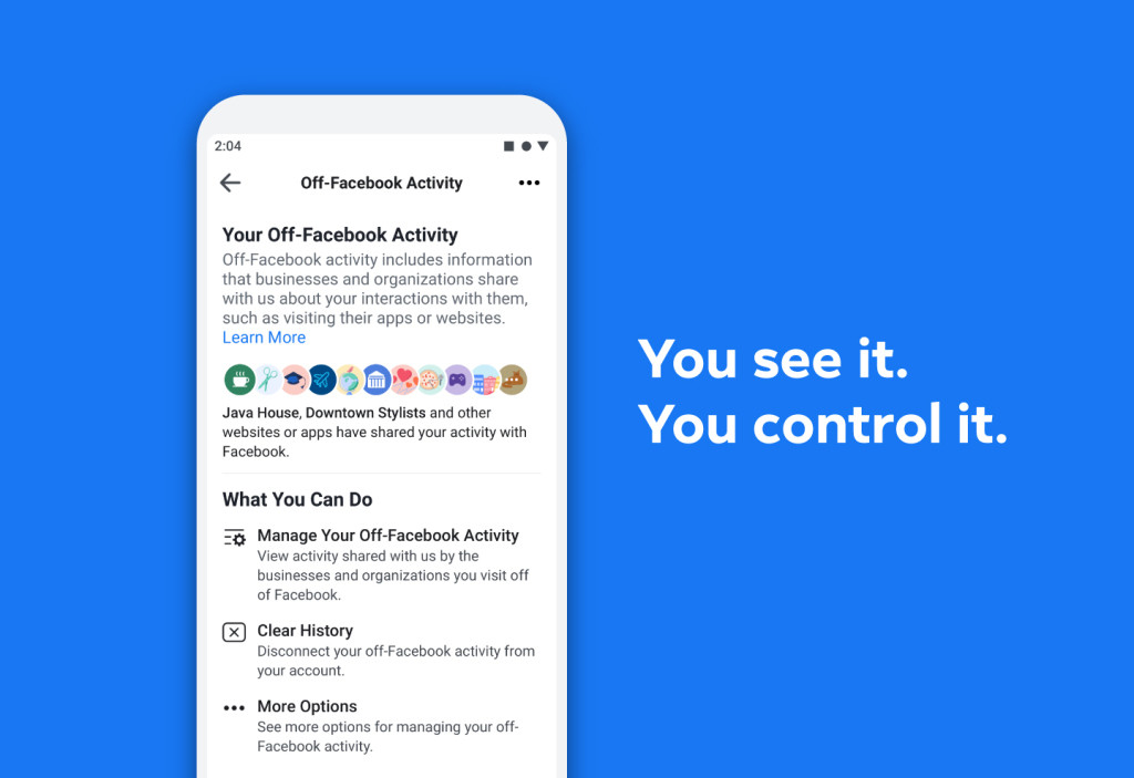 Ahora puedes ver y controlar los datos personales que aplicaciones y webs que utilizas comparten con Facebook