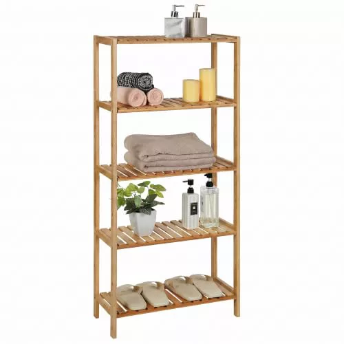 SONGMICS 5 Niveles Estantería de bambú para baño Librería Organizador Zapatero 130 x 60 x 26 cm BCB35Y