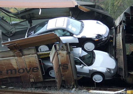 Porsche train crash