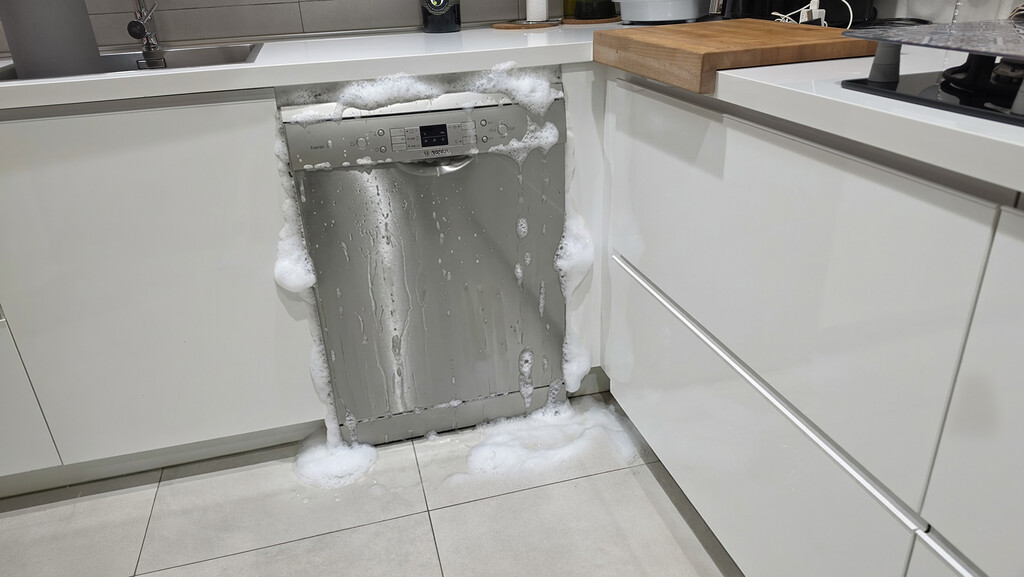 Llegué a casa y me encontré el lavavajillas soltando espuma: nadie me dijo que tenía que mirar este compartimento