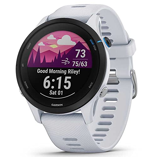 Garmin Forerunner 255 Music, Reloj Inteligente para Correr con GPS, Almacenamiento de música, Métricas avanzadas, Garmin Pay, Autonomía de 14 Días, Blanco