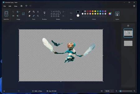 前の画像から自動的にトリミングされた後の透明な背景の例