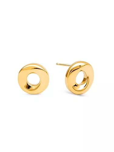 SINGULARU - Pendientes Órbita. Acero con Acabado en Baño Oro de 18Kt. Cierre silicona bañado en Oro de 18kt. Joyas para Mujer
