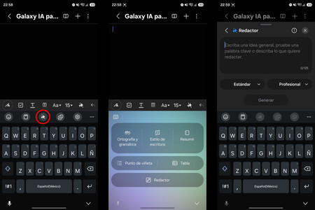 Samsung Galaxy IA Estudiantes Teclado Funciones