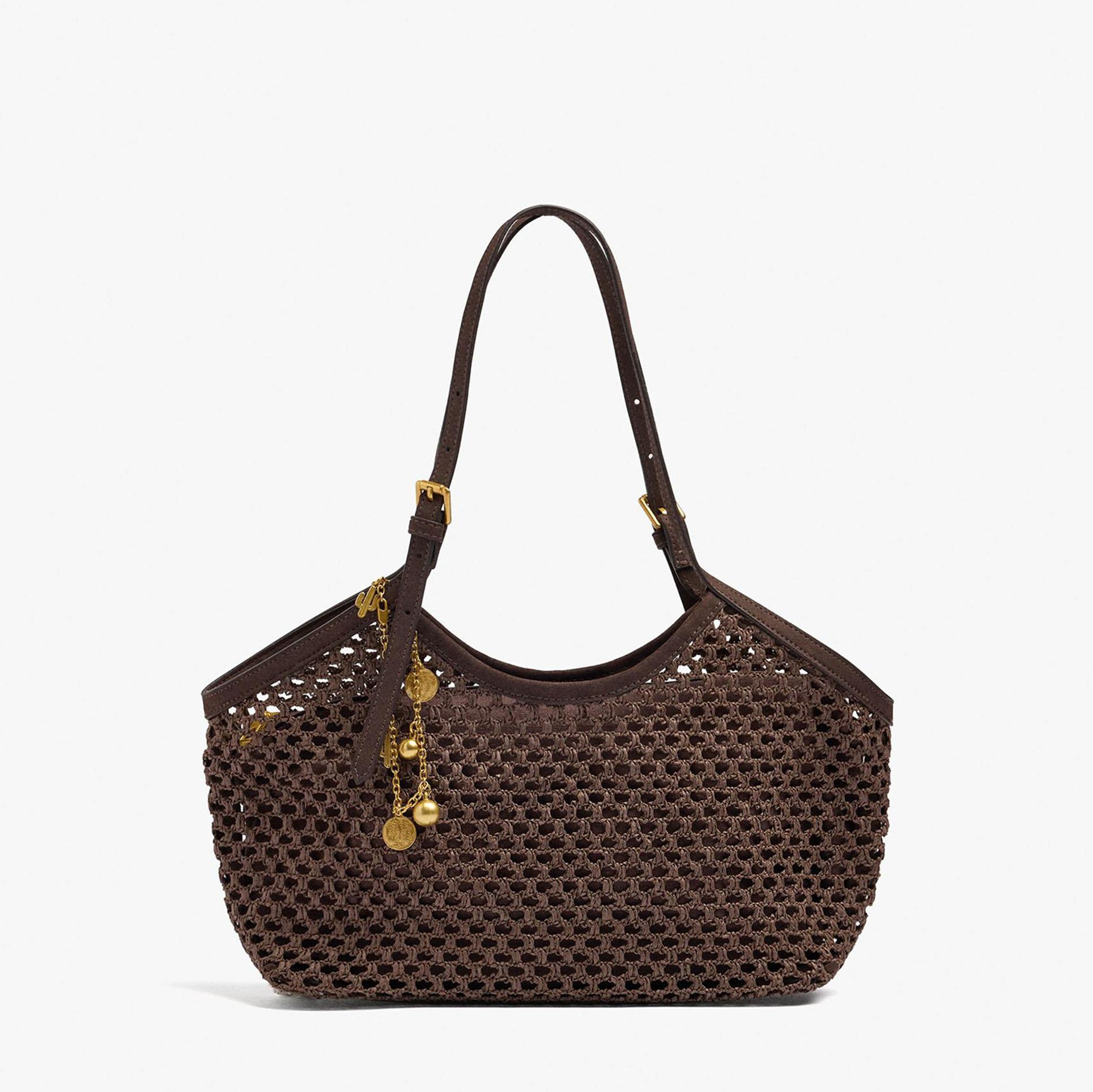 Bolso de mano estilo tote troquelado en liso Marrón oscuro Parfois