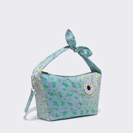 Bimba Y Lola M Gray Rainbow Flowers Nylon Hobo Bag