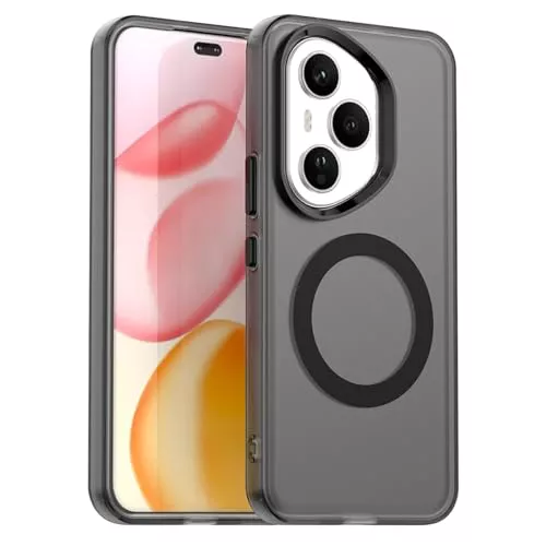 YUECXIN Funda Magnética para Honor 400 Pro Compatible con MagSafe, Cubierta Ultradelgado Antigolpes Translúcido Mate Suave TPU Silicona Carcasa Antihuellas. Negro