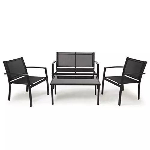 Mondeer Textilene-Juego de 4 Muebles de jardín