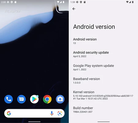 この開発者プレビューは Android 13 と区別がつきません
