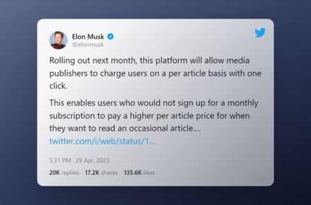 Tweet By Elon Musk