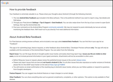 Android ベータ版のフィードバック