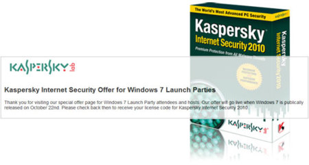 Kaspersky también regalará su Internet Security el 22 de Octubre (pero sólo a fiestas Windows 7)